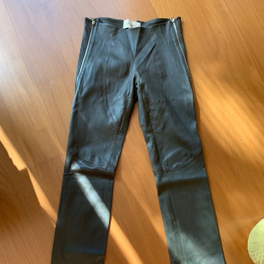 Green 100% Genuine Leather Skinny Pants